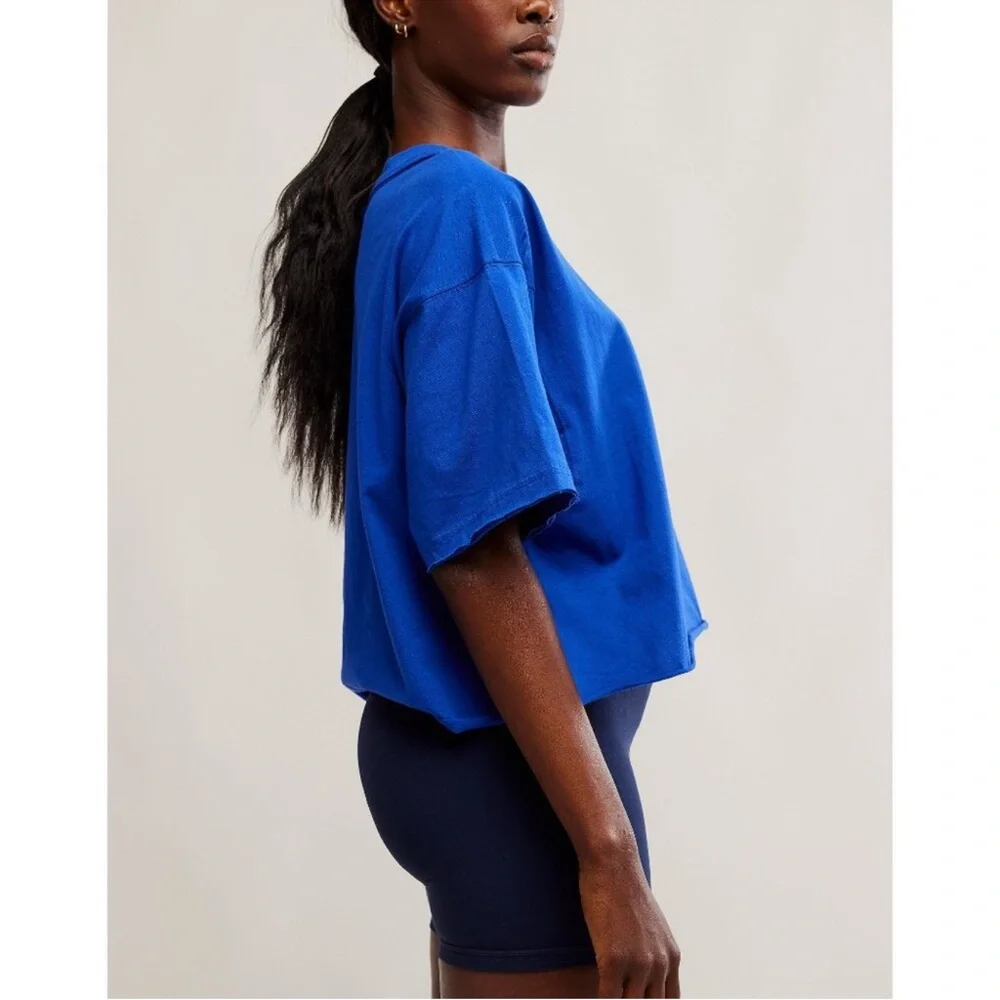 NWT Free People Movement Inspire Crop tee in electro shock combo blue size Large - Picture 5 of 10